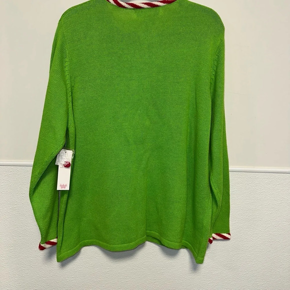 NWT! Vintage Tiara International Christmas Santa Cardigan Sweater Green & Red 1X - Picture 8 of 11